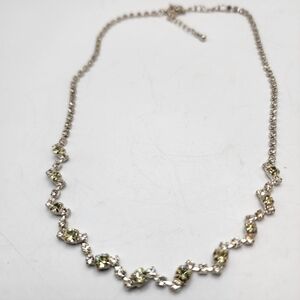 Vintage clear Yellow rhinestone choker necklace 14" 3" Extender Dainty